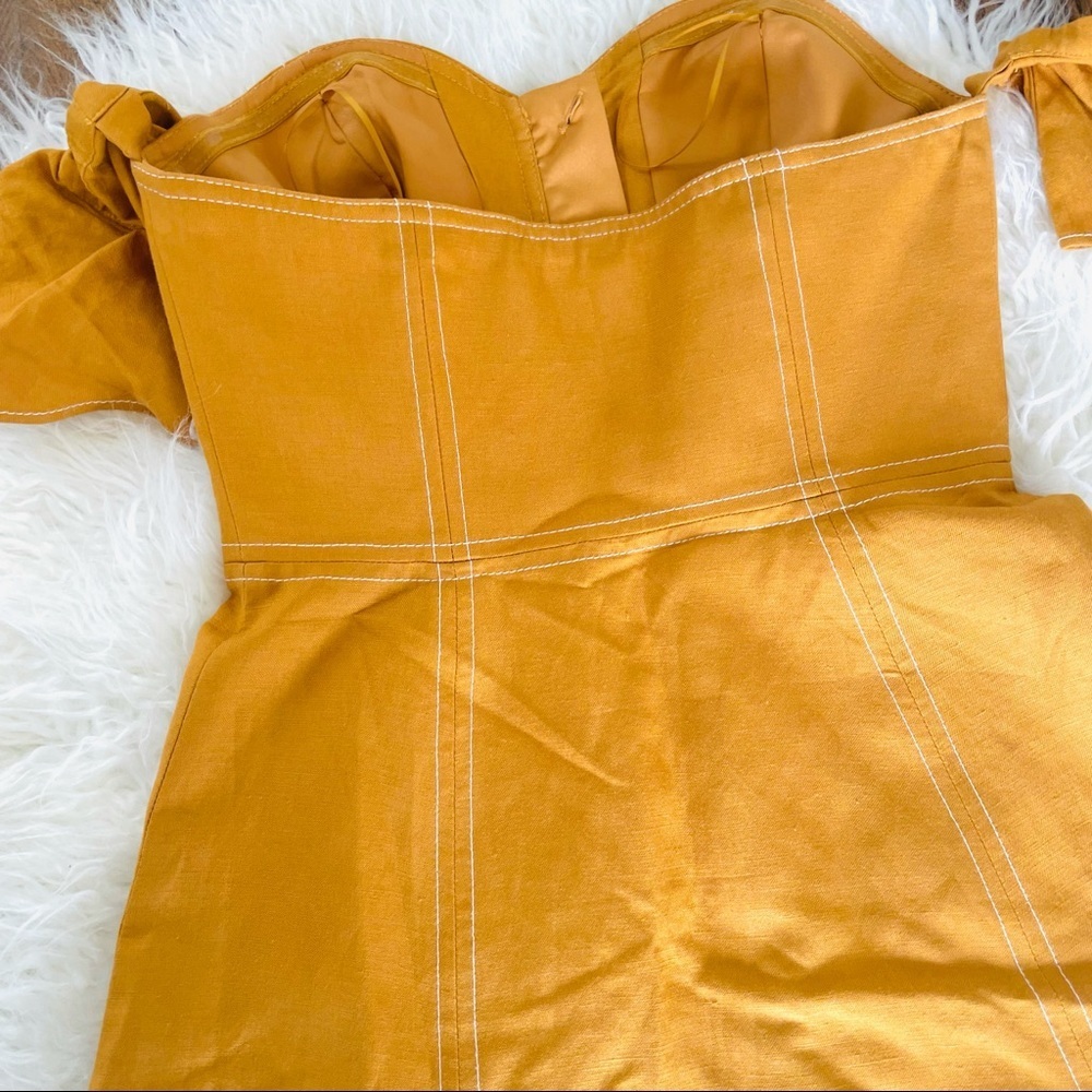 NEW C/MEO Collective Get Right Off Shoulder Ruffle Sweetheart Mini Dress - Picture 5 of 16